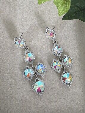 Aurora Borealis Crystal Statement Dangle Earrings